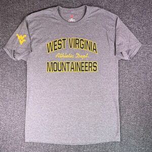 West Virginia University Shirt Mens Large Gray Mountaineers‎ Hanes Football WVU